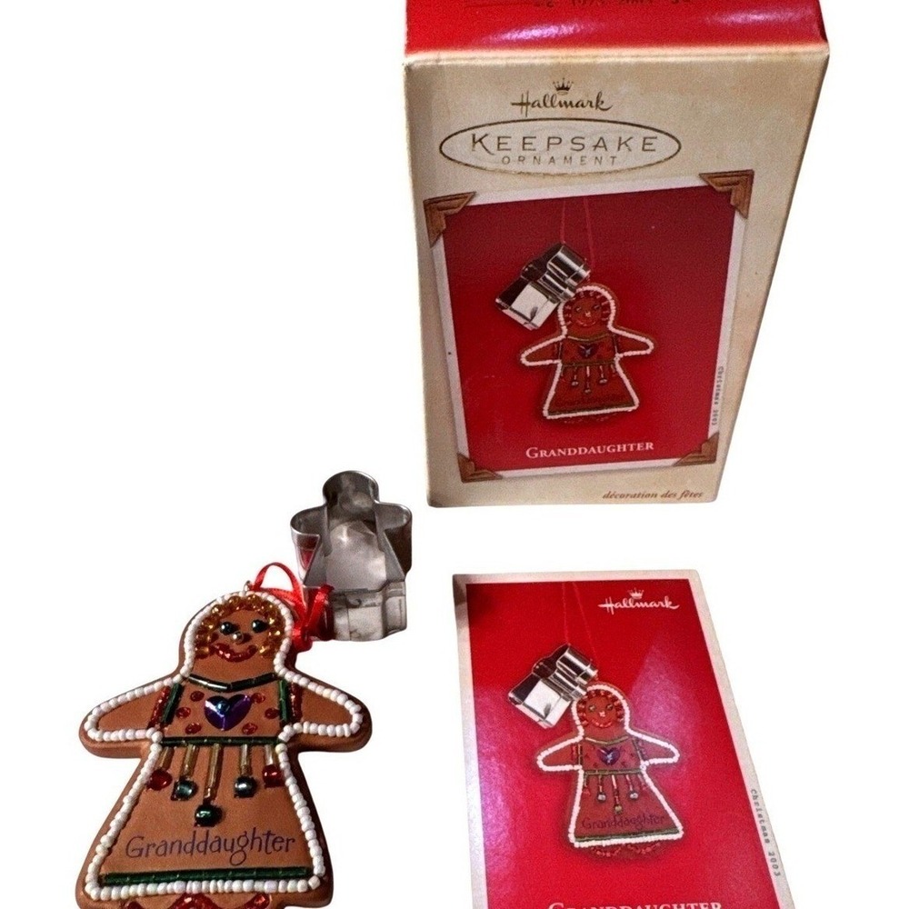 Hallmark Keepsake 2003 Granddaughter Gingerbread Ornament with Cookie Cutter
